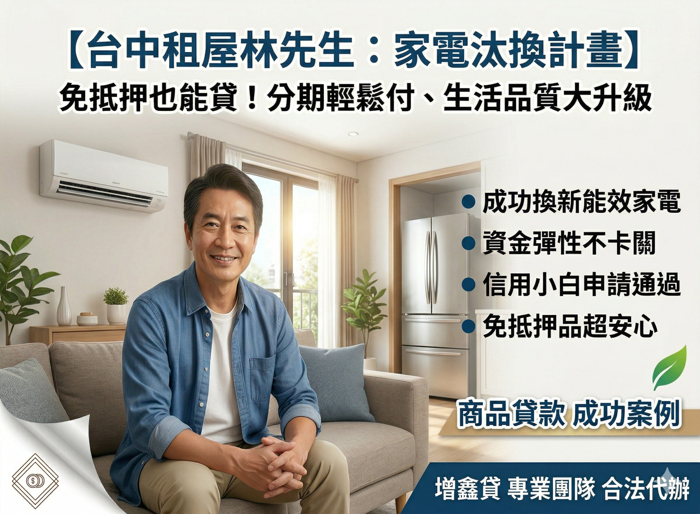 台中租屋林先生：免抵押也能貸！家電汰換計畫，分期輕鬆付、生活品質大升級